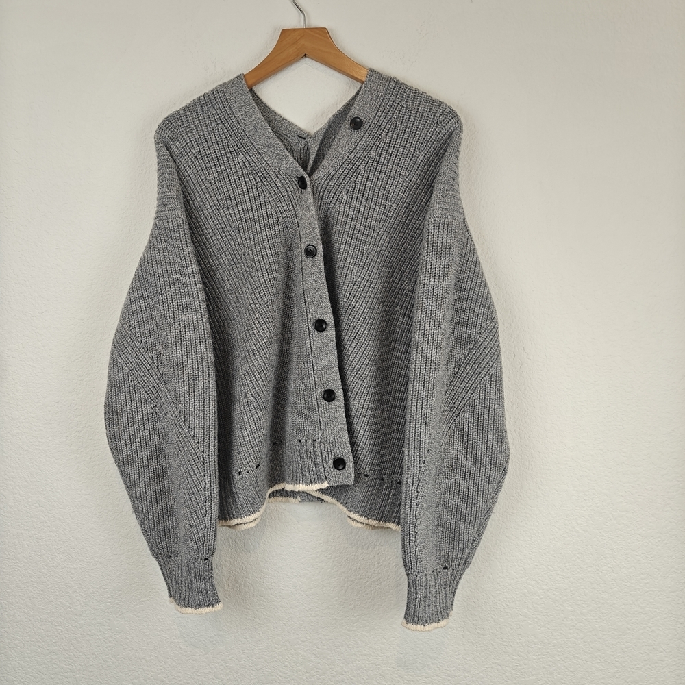 Proenza Schouler White Label Double V Neck Wool Cardigan Sz LG Women's - Picture 5 of 16